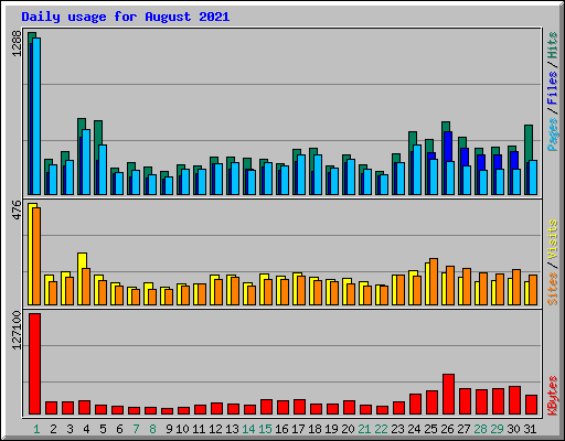 Daily usage for August 2021